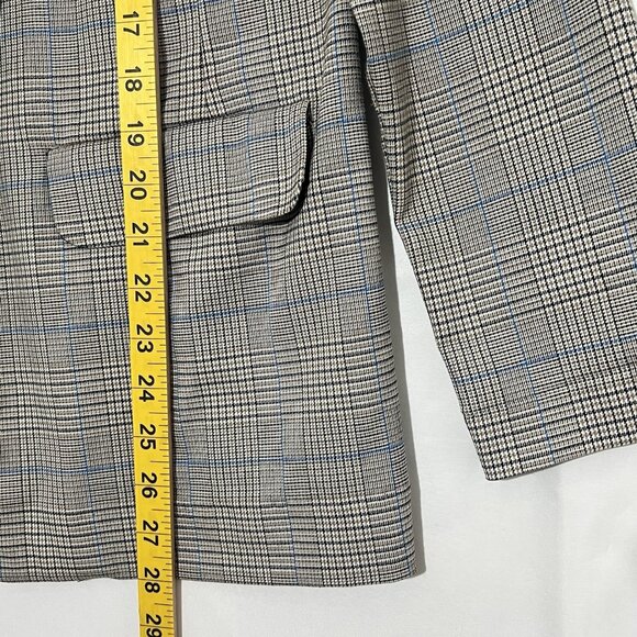 Liverpool Los Angeles Women’s Boyfriend Blazer Small Plaid Blue Beige Open Front - Picture 5 of 14